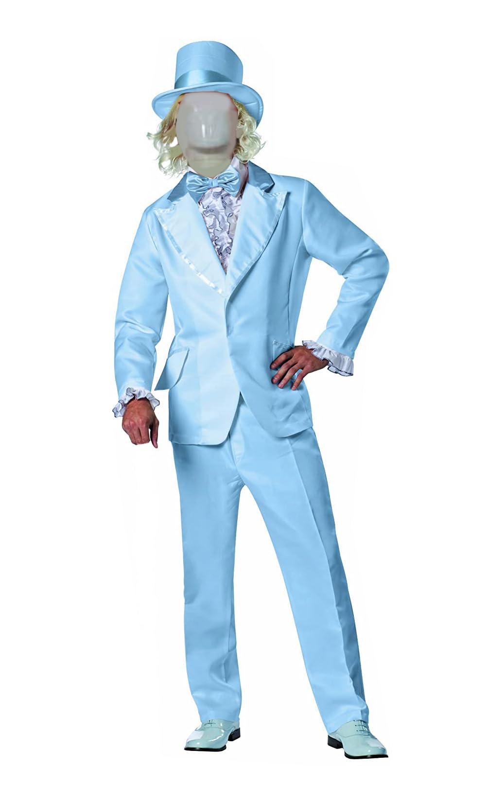 MJPARTY Mens 1990s Tuxedo Blue Fancy Dress Costume Adult Tuxedo Suit 90s Movie Outfit With Wig