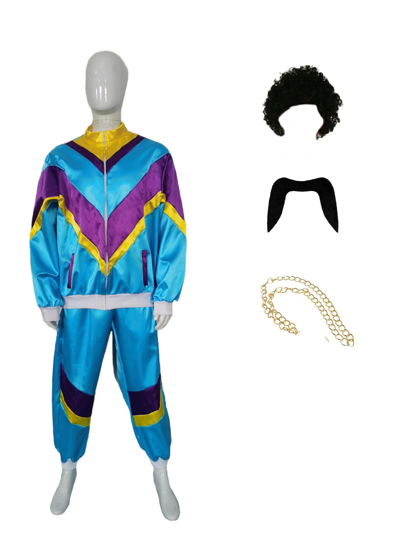MJPARTY Mens 80s Scouser Shell Suit Fancy Dress Costume Deluxe Jimmy Tracksuit Complete Stag Do Shell Suits