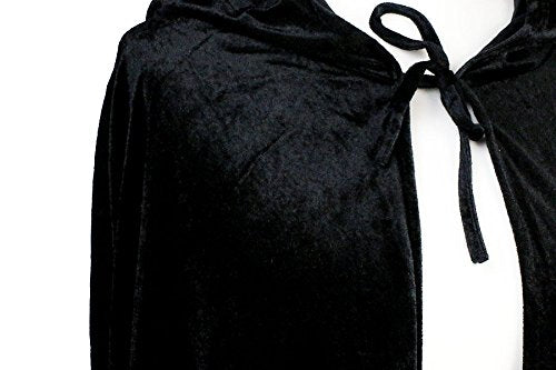 MJPARTY Adult Halloween Cape Hooded Unisex Long Velvet Cloak Black