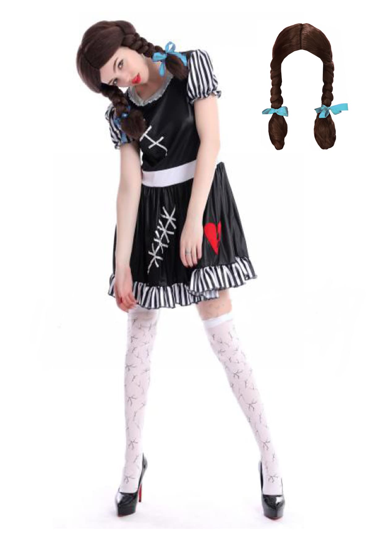 MJPARTY Adult Broken Doll Fancy Dress Costume Ladies Halloween Horror Rag Doll Costume