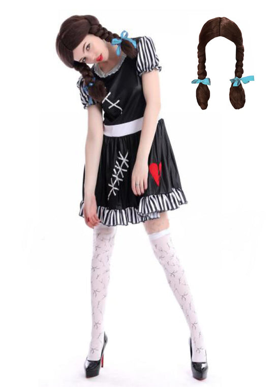 MJPARTY Adult Broken Doll Fancy Dress Costume Ladies Halloween Horror Rag Doll Costume