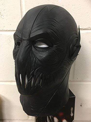 Wrestling Mask - Zoom Zoomer Flash UK Halloween Carnival Cosplay Black Latex Full Head Helmet - Unisex, Men
