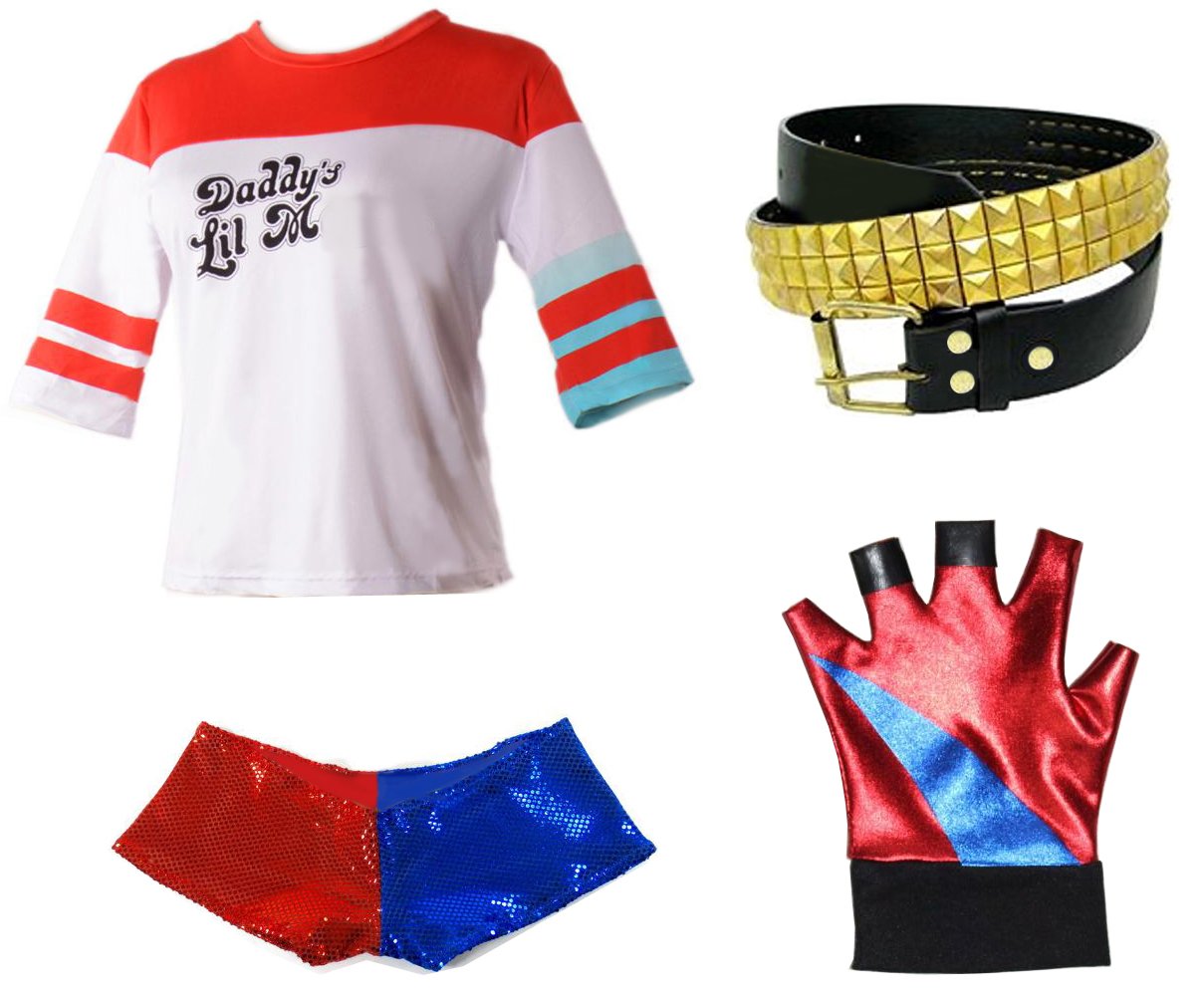 MJPARTY Movie Harlequin Jester Fancy Dress Costume Full Accessory Kit Villains Fancy Dress Costume Accessory