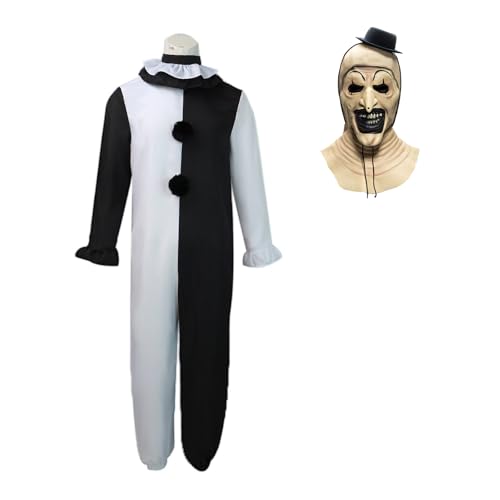 MJPARTY Mens Horror Art Clown Costume W/Mask Adult Killer Clown Halloween Clown Fancy Dress Outfit