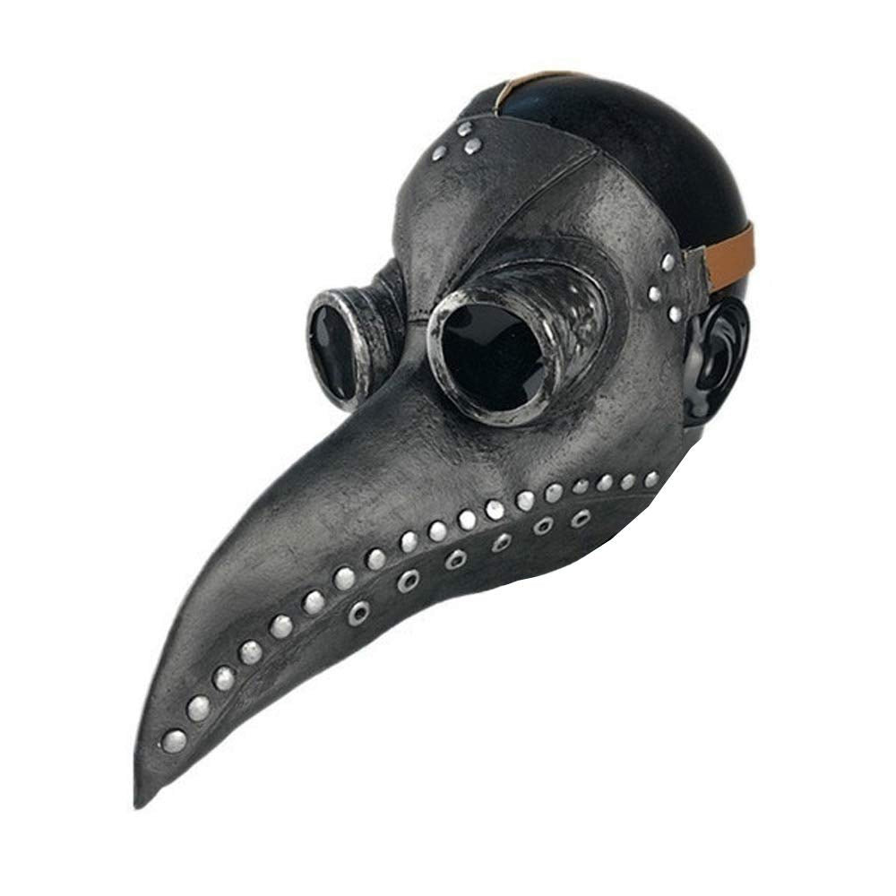 MJPARTY Plague Doctor Mask Latex Deluxe Halloween Steampunk Gas Mask Props Bird Mask Black