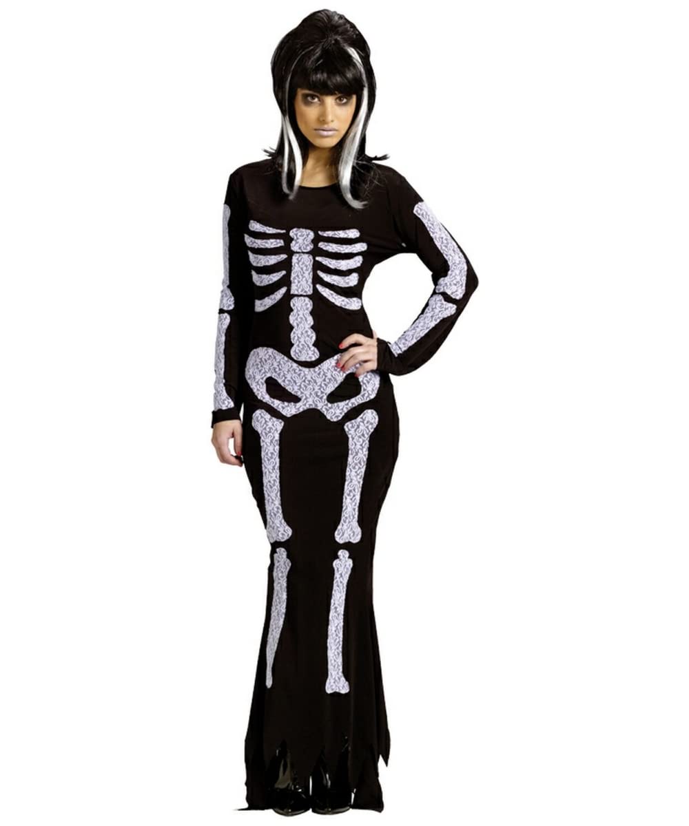 MJPARTY Ladies Skeleton Dress Long Tube Skeleton Costume Womens Halloween Fancy Dress Costume
