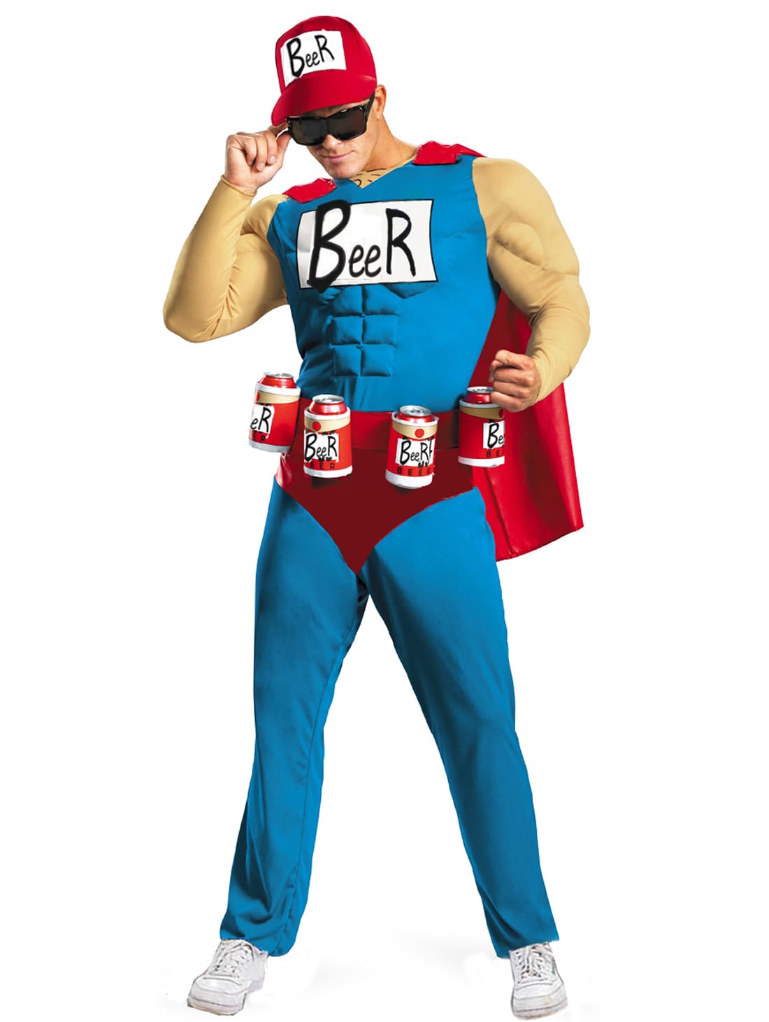 MJPARTY Mens Cartoon Beerman Fancy Dress Beer Costume Adult Superhero TV Character Outfit Bachelor Party
