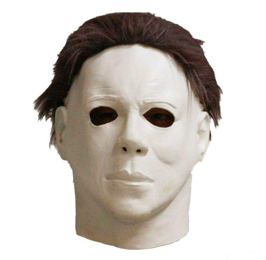 MJPARTY Adult Michael Overhead Mask Latex With Hair Mens Halloween Full Head Fancy Dress Horror Mask