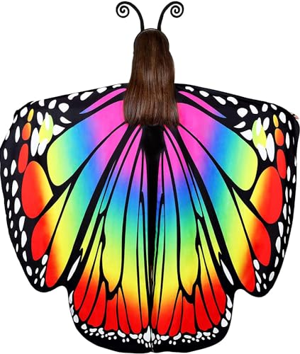 MJPARTY Womens Butterfly Wings Wing Cape Headband Adult Ladies Fairy Pixie Cloak Fancy Dress Costume