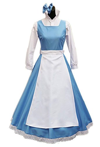 MJPARTY Womens Belle Blue Dress Costume Fairytale Blue Maid Fancy Dress Costume