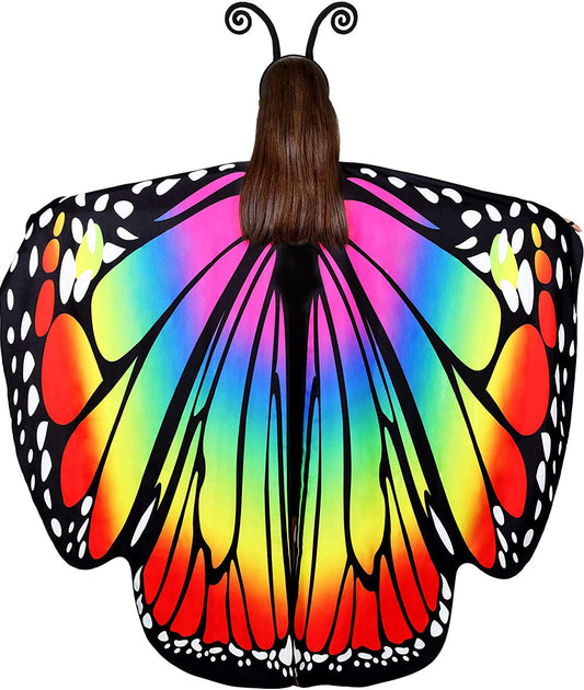MJPARTY Womens Butterfly Wings Wing Cape Headband Adult Ladies Fairy Pixie Cloak Fancy Dress Costume